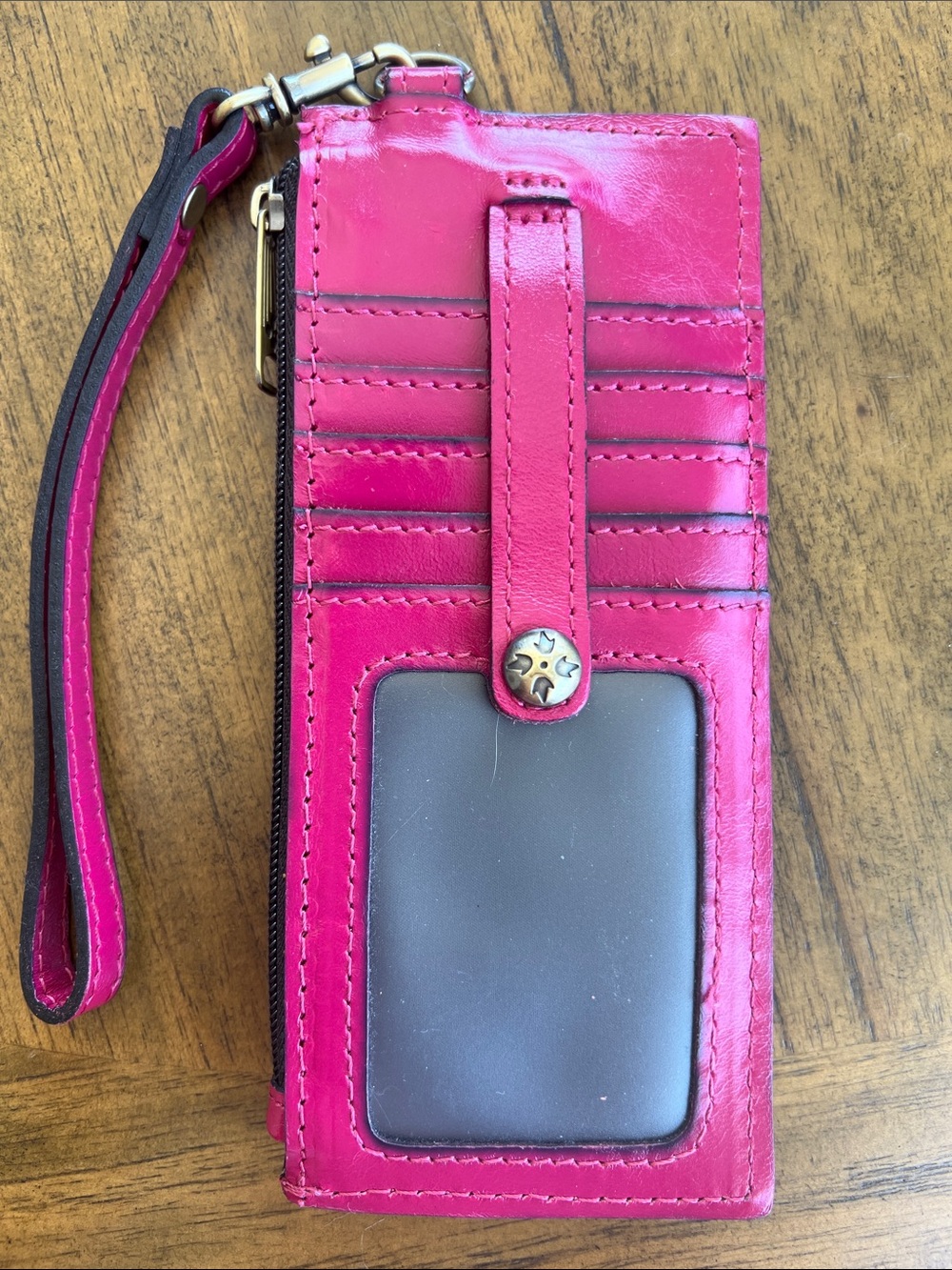 Patricia Nash Hot Pink Leather Wristlet Card Case with ID Window